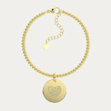 Amelia Disc Gold Fingerprint Bead Bracelet