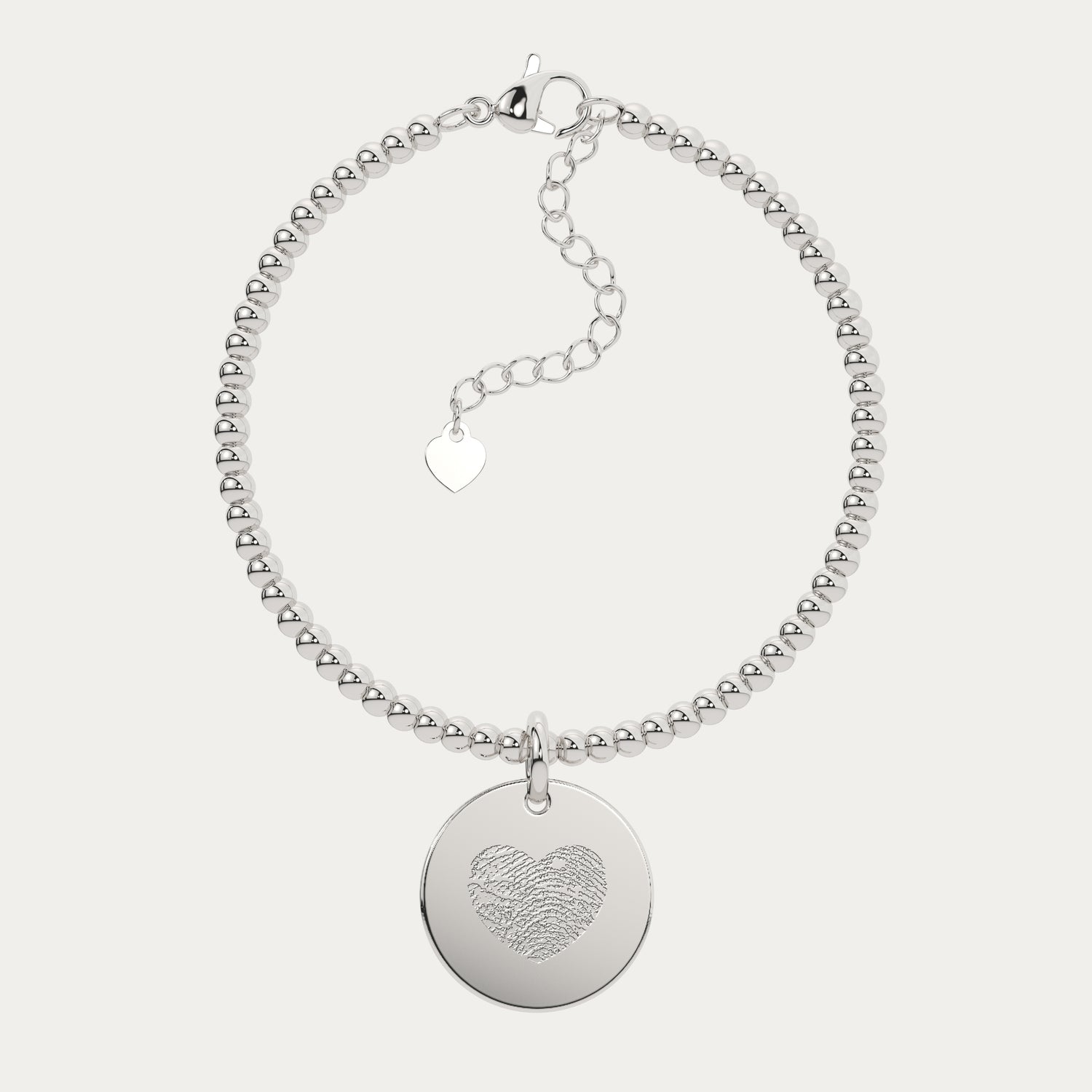 Amelia Disc Silver Fingerprint Bead Bracelet