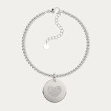 Amelia Disc Silver Fingerprint Bead Bracelet