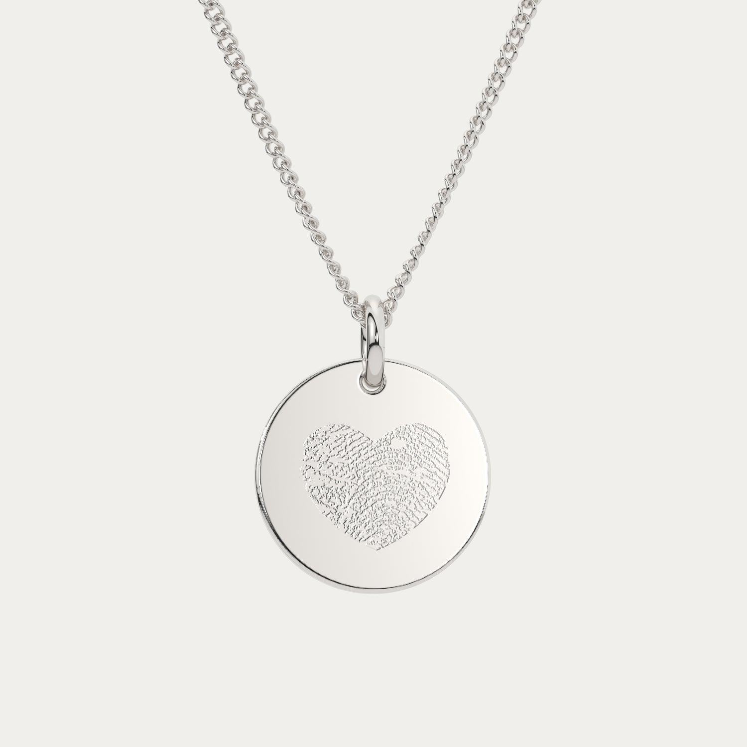Amelia Disc Silver Fingerprint Necklace