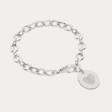 Amelia Disc Silver Fingerprint Link Bracelet