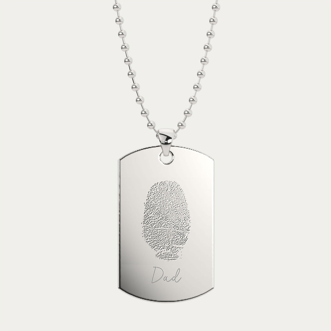 Men's Fingerprint Dog Tag Necklace