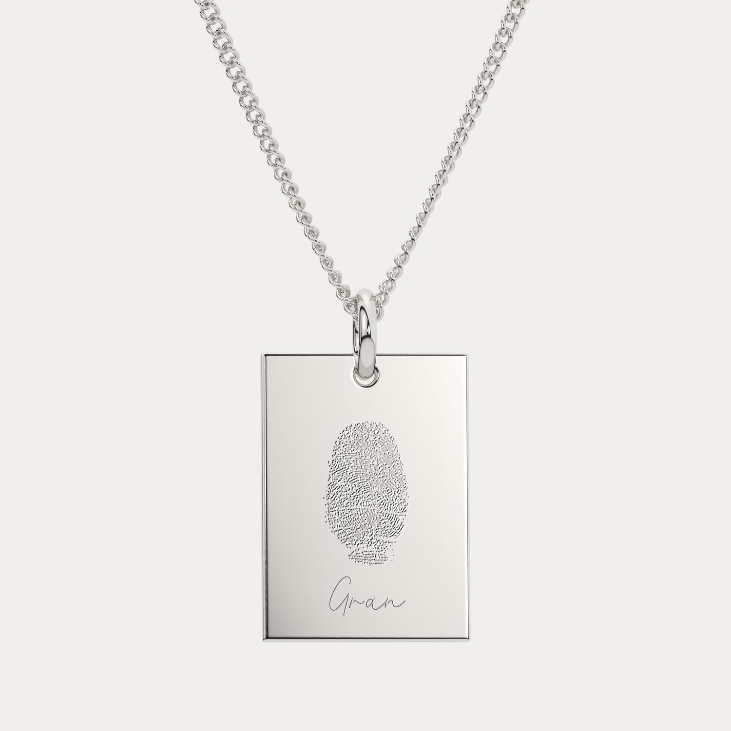 Jessica Rectangle Silver Fingerprint Necklace