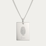 Jessica Rectangle Silver Fingerprint Necklace