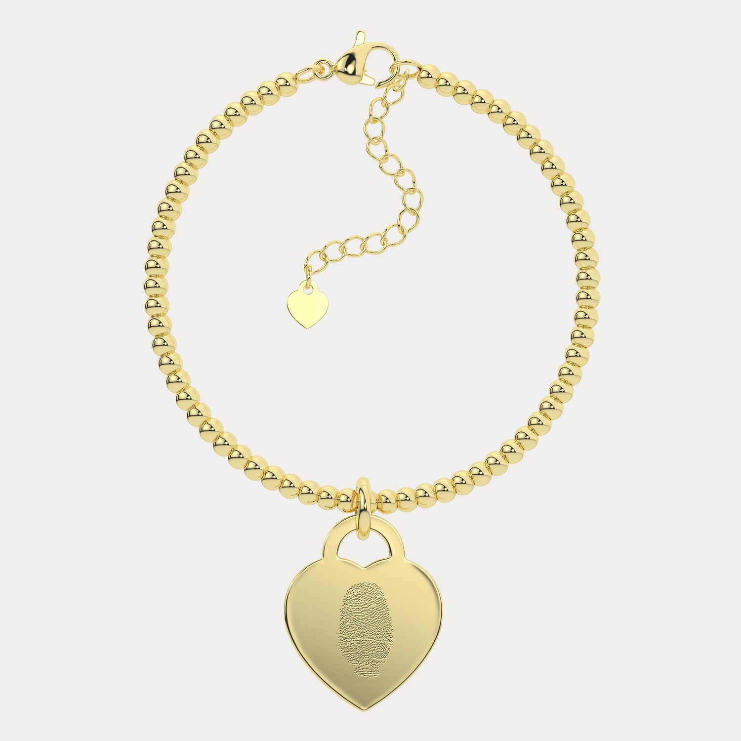 Lucy Heart Gold Fingerprint Bead Bracelet