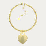 Lucy Heart Gold Fingerprint Bead Bracelet