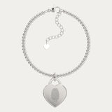 Lucy Heart Silver Fingerprint Bead Bracelet