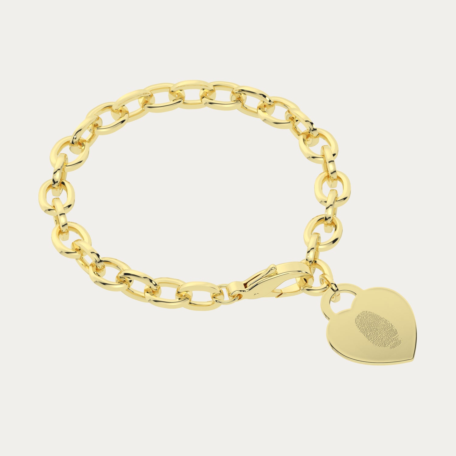 Lucy Heart Gold Fingerprint Link Bracelet