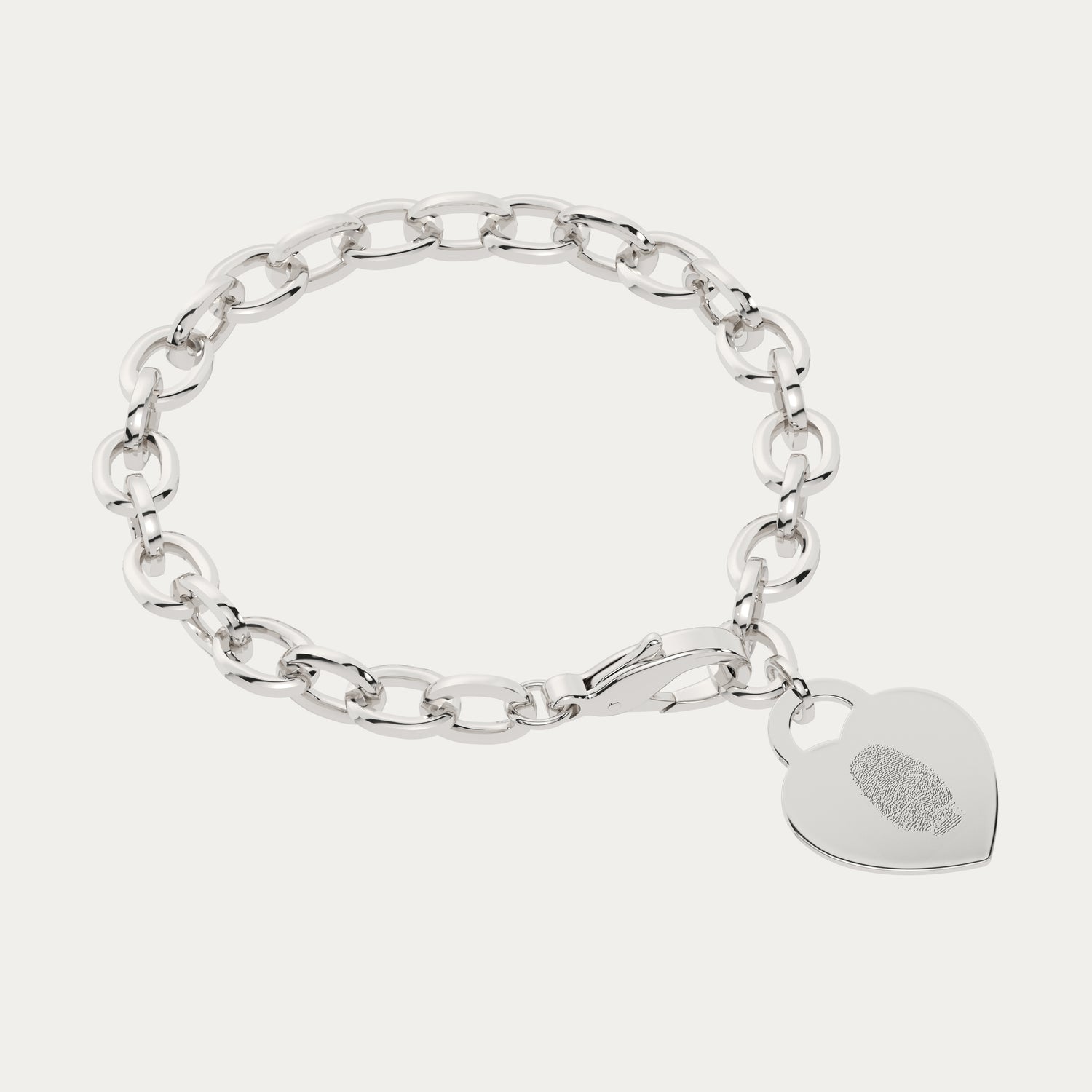 Lucy Heart Silver Fingerprint Link Bracelet