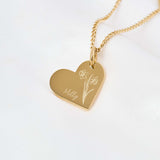 Florence Heart Birth Flower Necklace