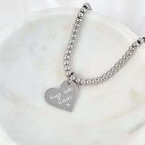 Florence Heart Silver Actual Handwriting Bead Bracelet