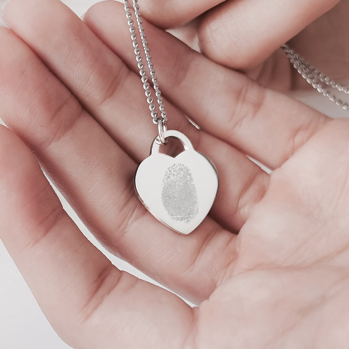 Lucy Heart Silver Fingerprint Necklace