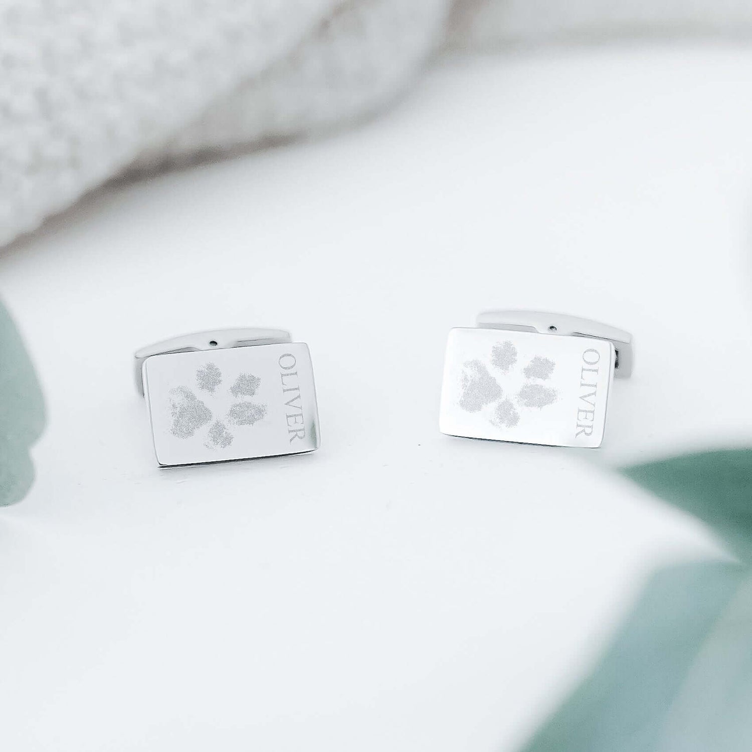 Rectangle Paw / Nose Print Cufflinks