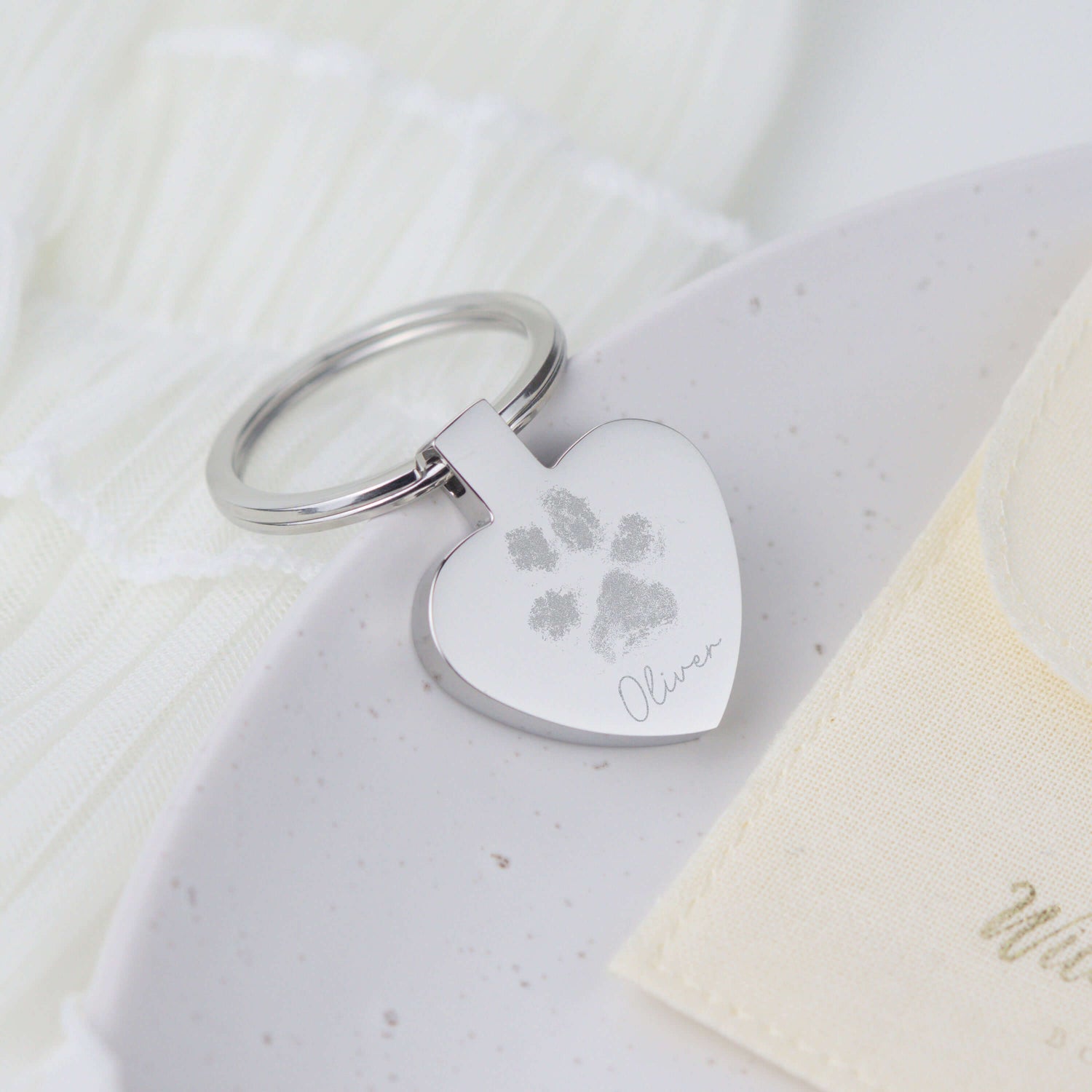 Heart Shaped Paw / Nose Print Keyring