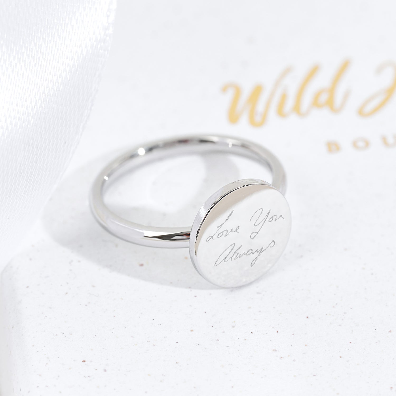 Silver Actual Handwriting Signet Ring