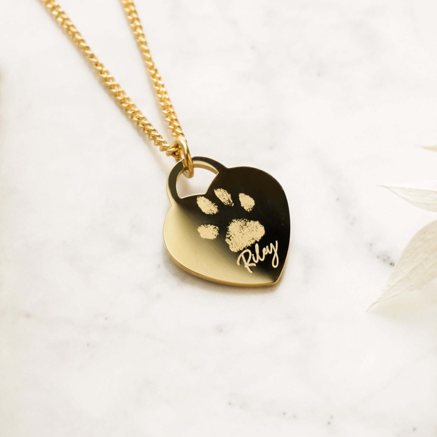 Lucy Heart Gold Paw / Nose Print Necklace