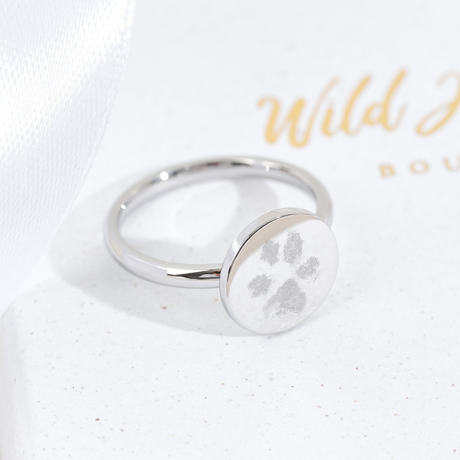 Silver Paw / Nose Print Signet Ring