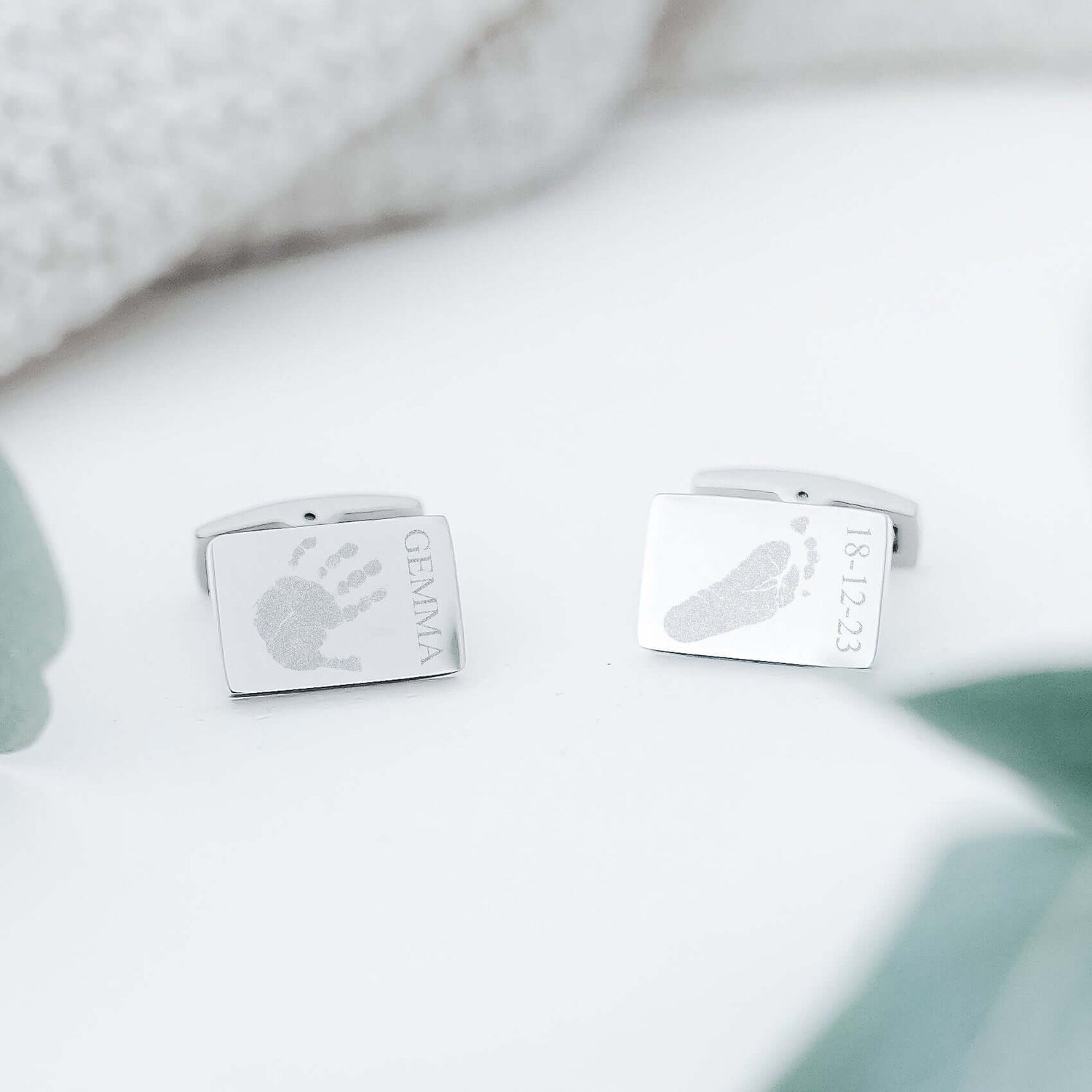 Rectangle Handprint / Footprint Cufflinks