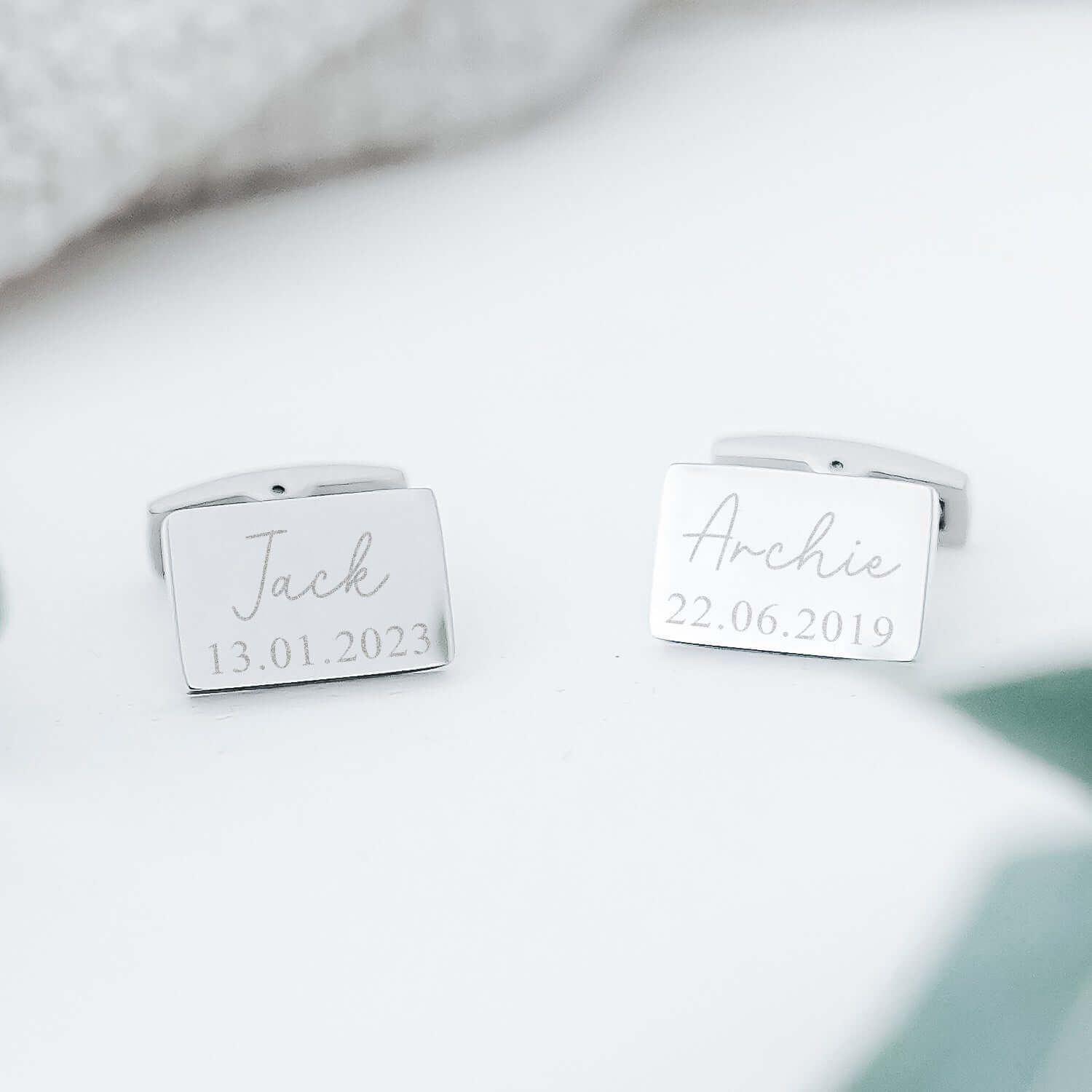 Rectangle Children's Name / Date Cufflinks