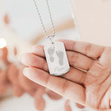 Mens Handprint / Footprint Dog Tag Necklace