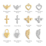 Add-on charm options in gold and silver