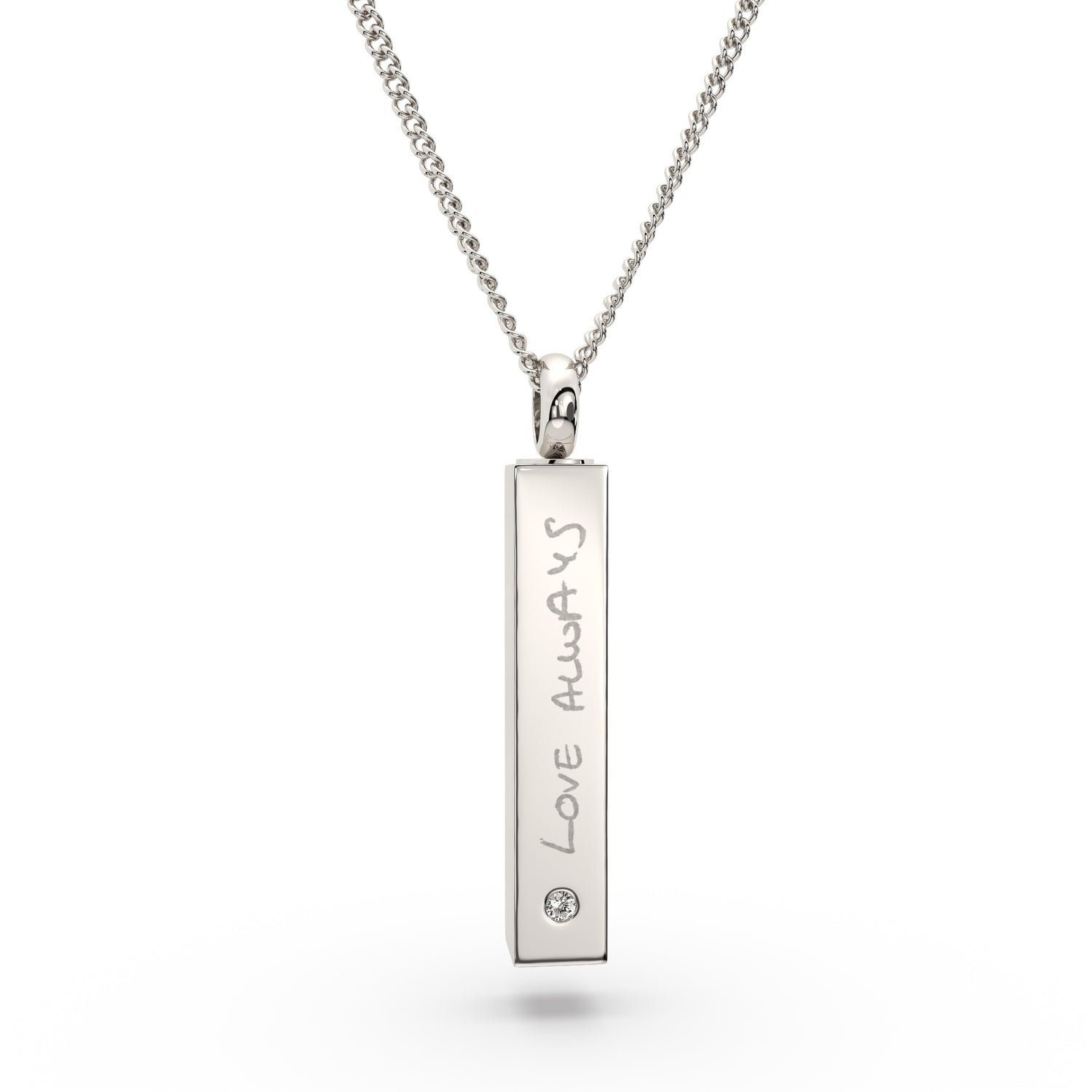 Actual Handwriting Bar Cremation Urn Necklace [engraver]