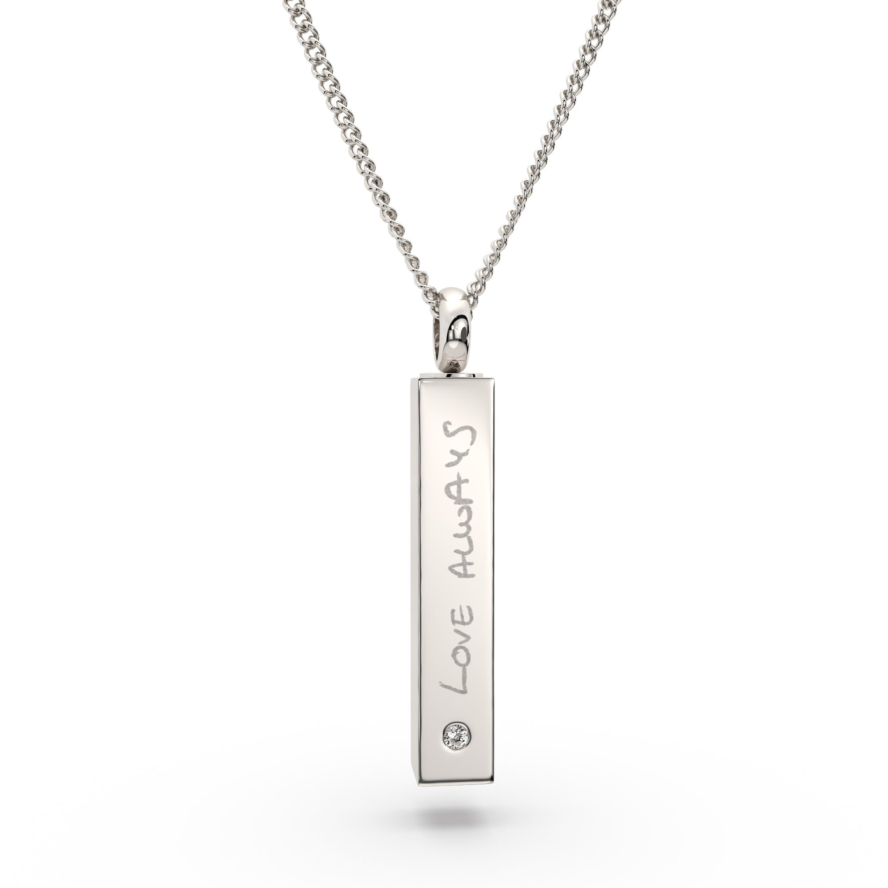 Actual Handwriting Bar Cremation Urn Necklace [engraver]
