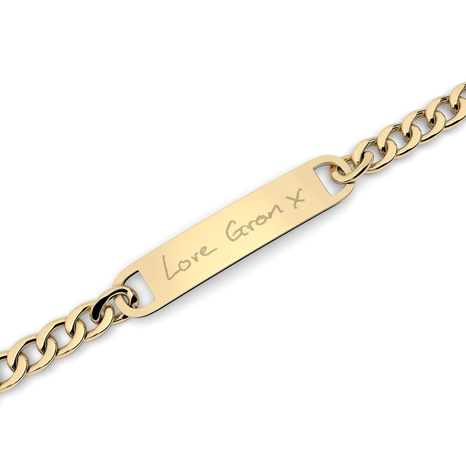 Actual Handwriting Gold Chunky Bar Bracelet [engraver]