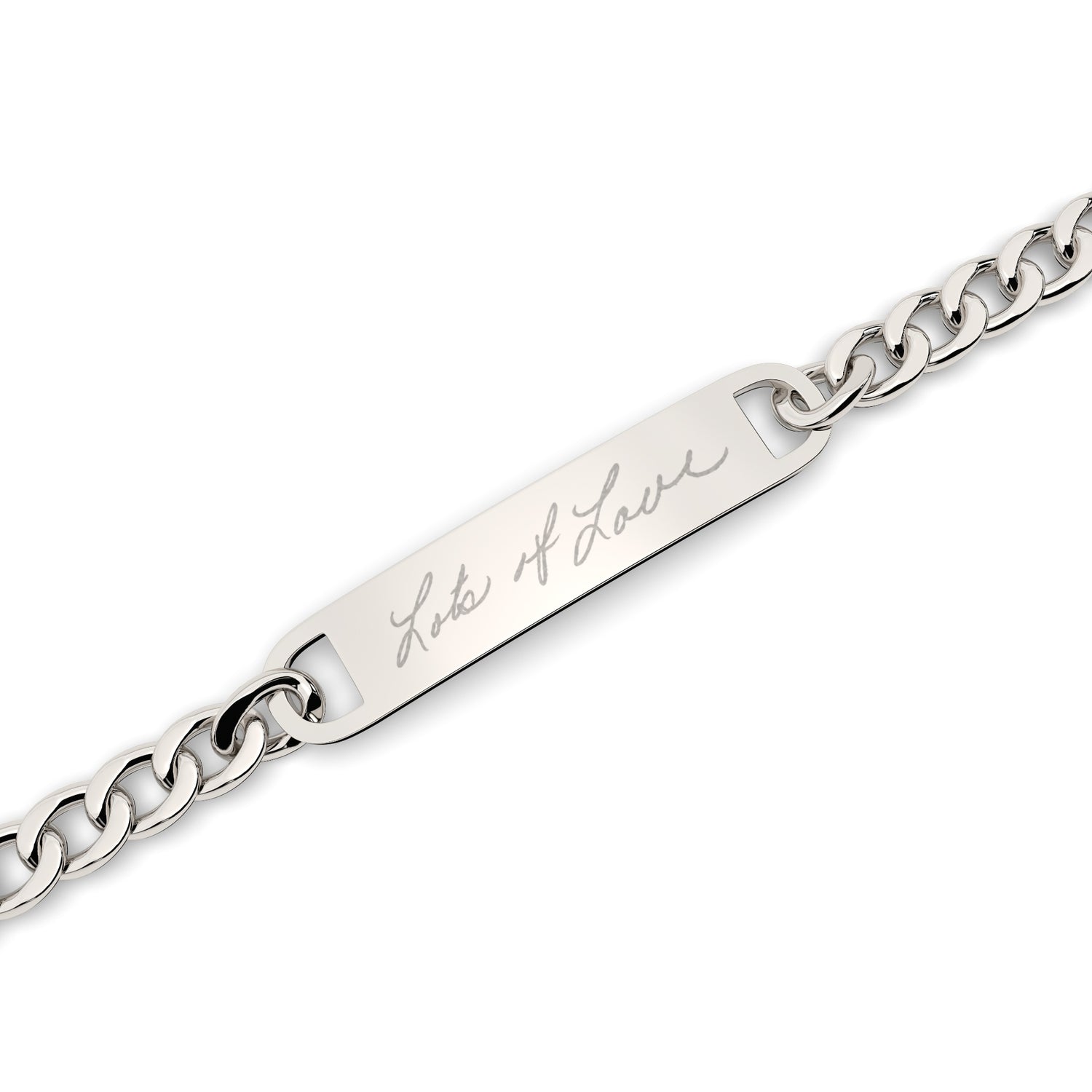 Actual Handwriting Silver Chunky Bar Bracelet [engraver]