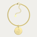 Amelia Disc Gold Birth Flower Bead Bracelet