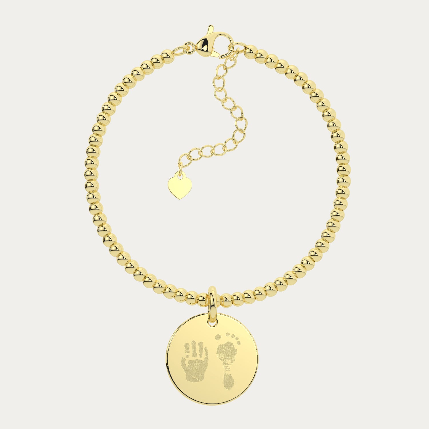Amelia Disc Gold Handprint / Footprint Bead Bracelet