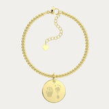 Amelia Disc Gold Handprint / Footprint Bead Bracelet
