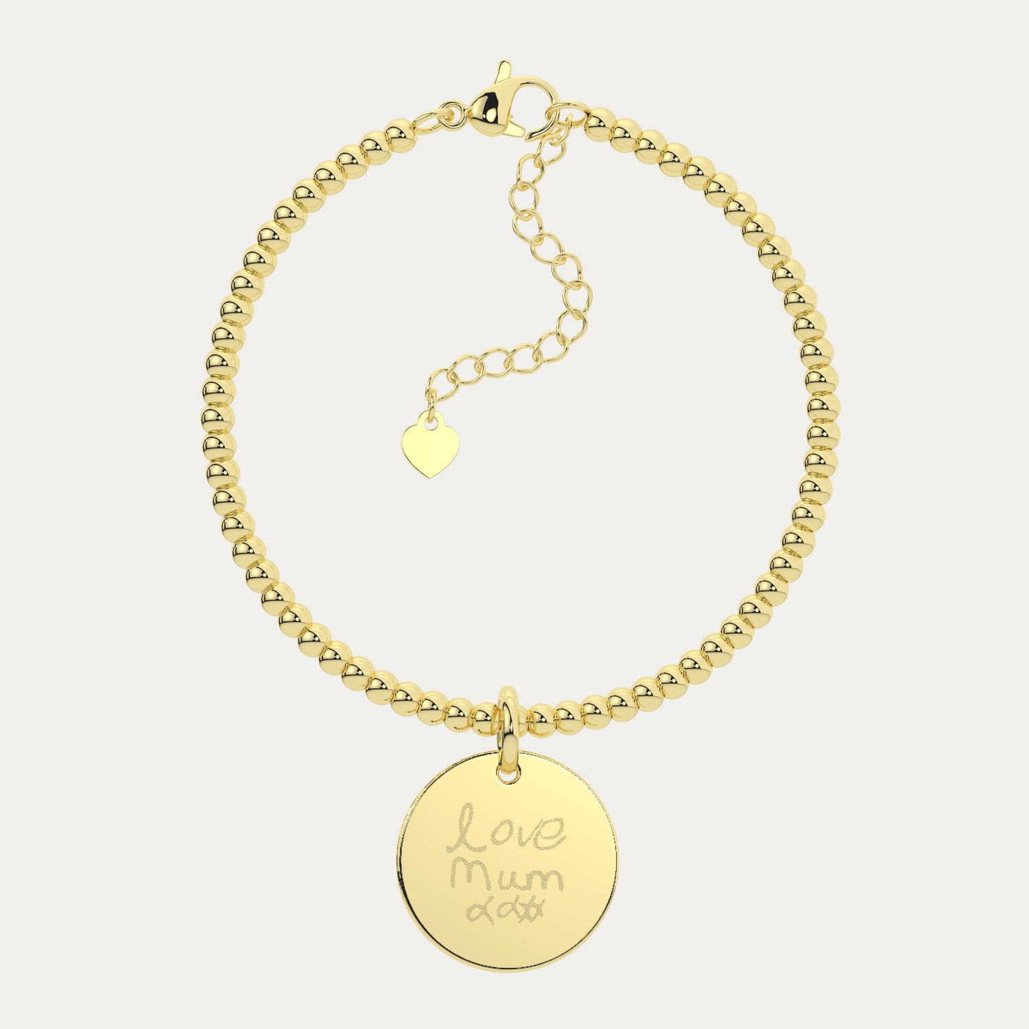 Amelia Disc Gold Actual Handwriting Bead Bracelet