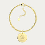 Amelia Disc Gold Paw / Nose Print Bead Bracelet