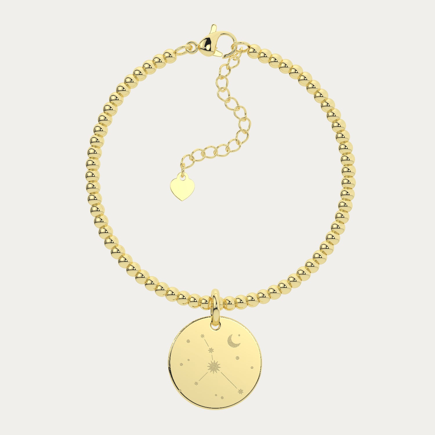 Amelia Disc Gold Zodiac Constellation Bead Bracelet