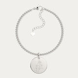 Amelia Disc Silver Birth Flower Bead Bracelet
