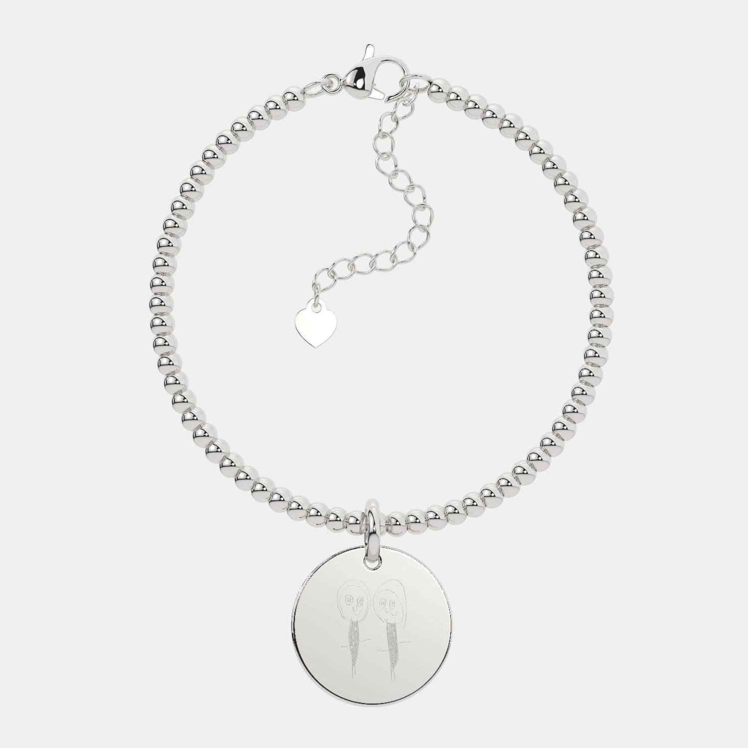 Amelia Disc Silver Child's Drawing Bead Bracelet