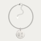 Amelia Disc Silver Handprint / Footprint Bead Bracelet
