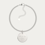 Amelia Disc Silver Actual Handwriting Bead Bracelet