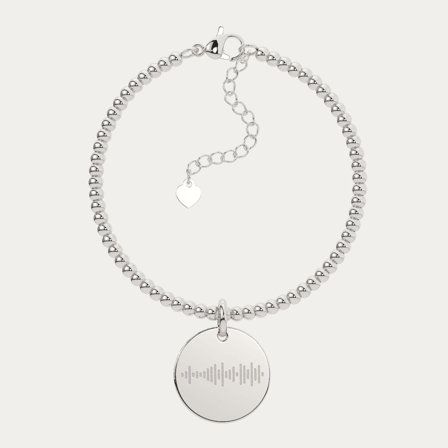 Amelia Disc Silver Soundwave Bead Bracelet