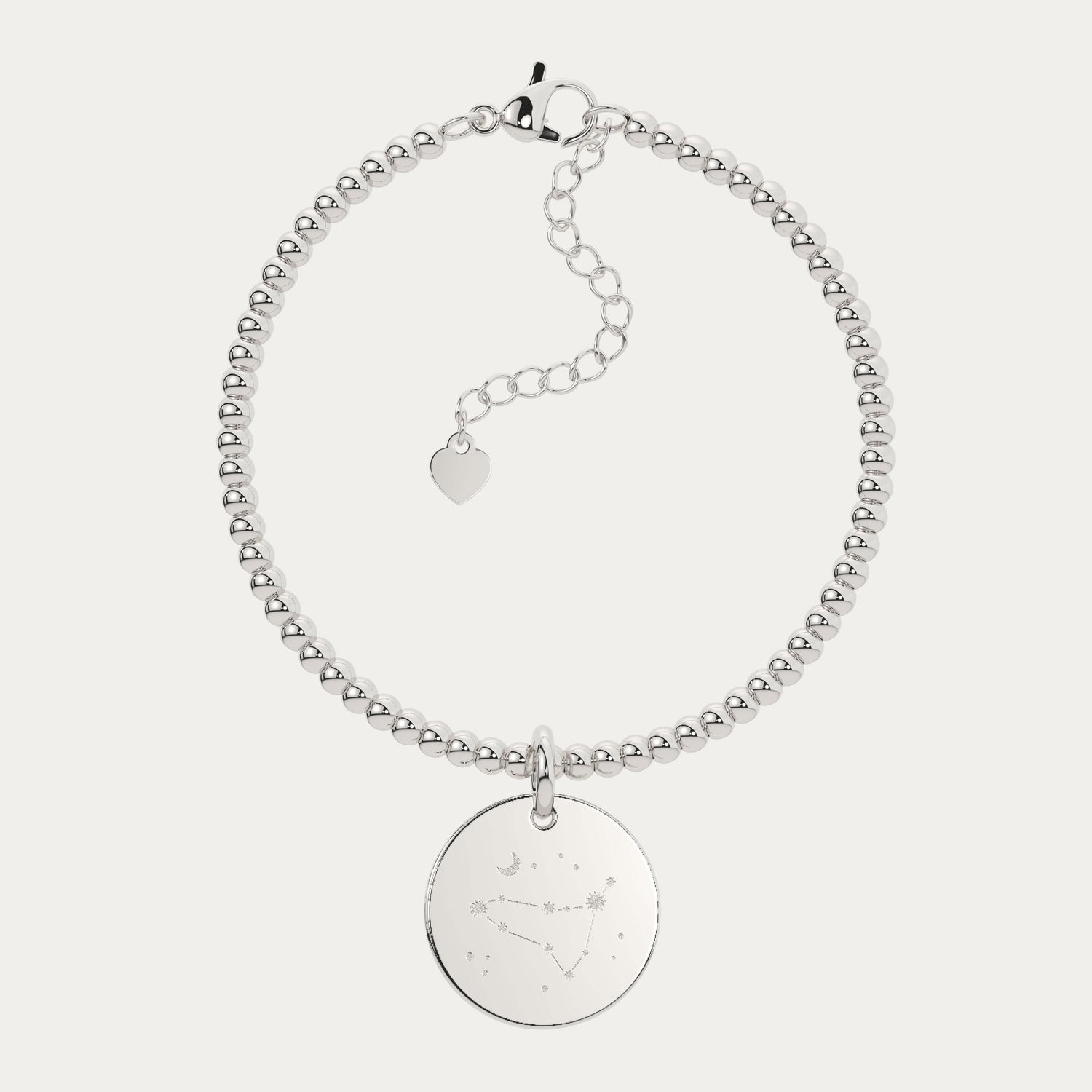 Amelia Disc Silver Zodiac Constellation Bead Bracelet