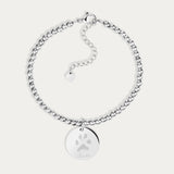 Amelia Disc Silver Paw / Nose Print Bead Bracelet