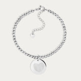 Amelia Disc Silver Fingerprint Bead Bracelet