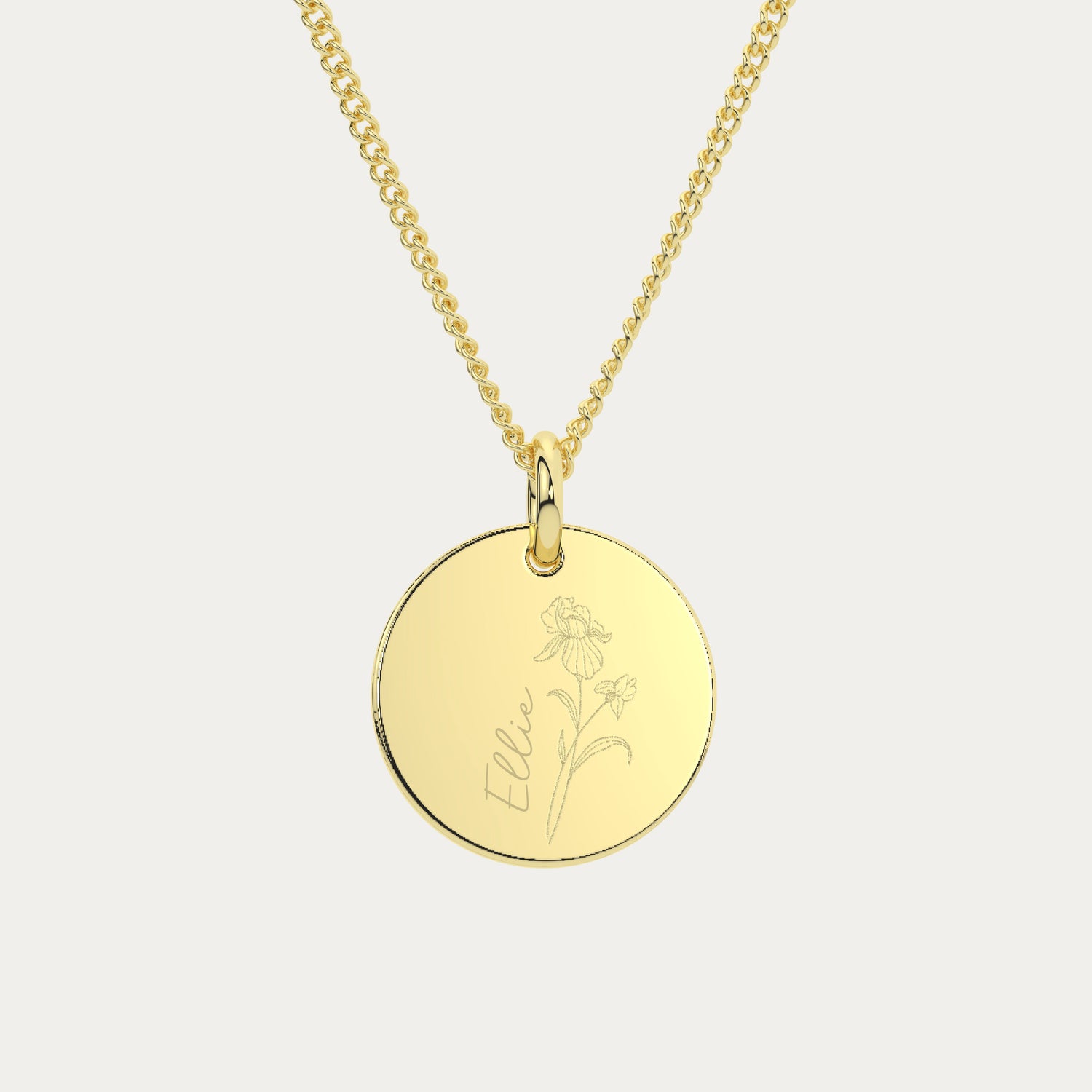 Amelia Disc Gold Birth Flower Necklace