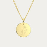 Amelia Disc Gold Birth Flower Necklace