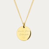 Amelia Disc Gold Actual Handwriting Necklace