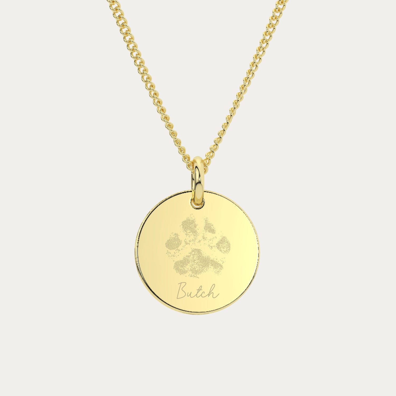 Amelia Disc Gold Paw / Nose Print Necklace