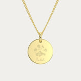 Amelia Disc Gold Paw / Nose Print Necklace