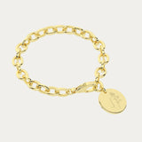 Amelia Disc Gold Birth Flower Link Bracelet