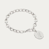 Amelia Disc Silver Birth Flower Link Bracelet